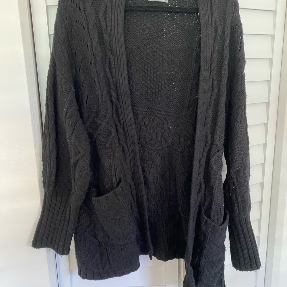 Anthropologie Black Open-Front Cardigan
